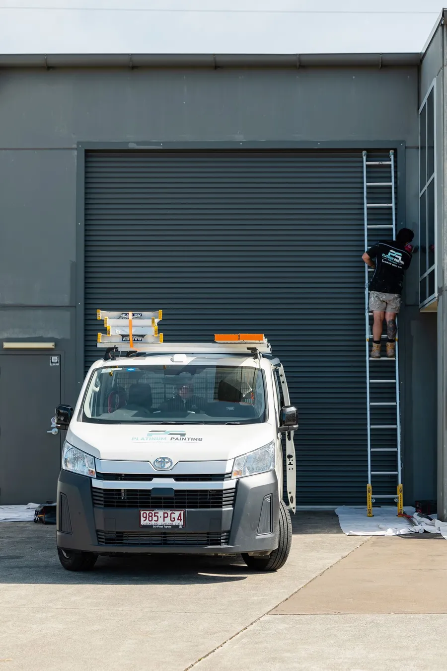 Platinum Painting van on site at a commercial job