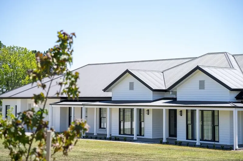 New build farmhouse style home with fresh white paintwork